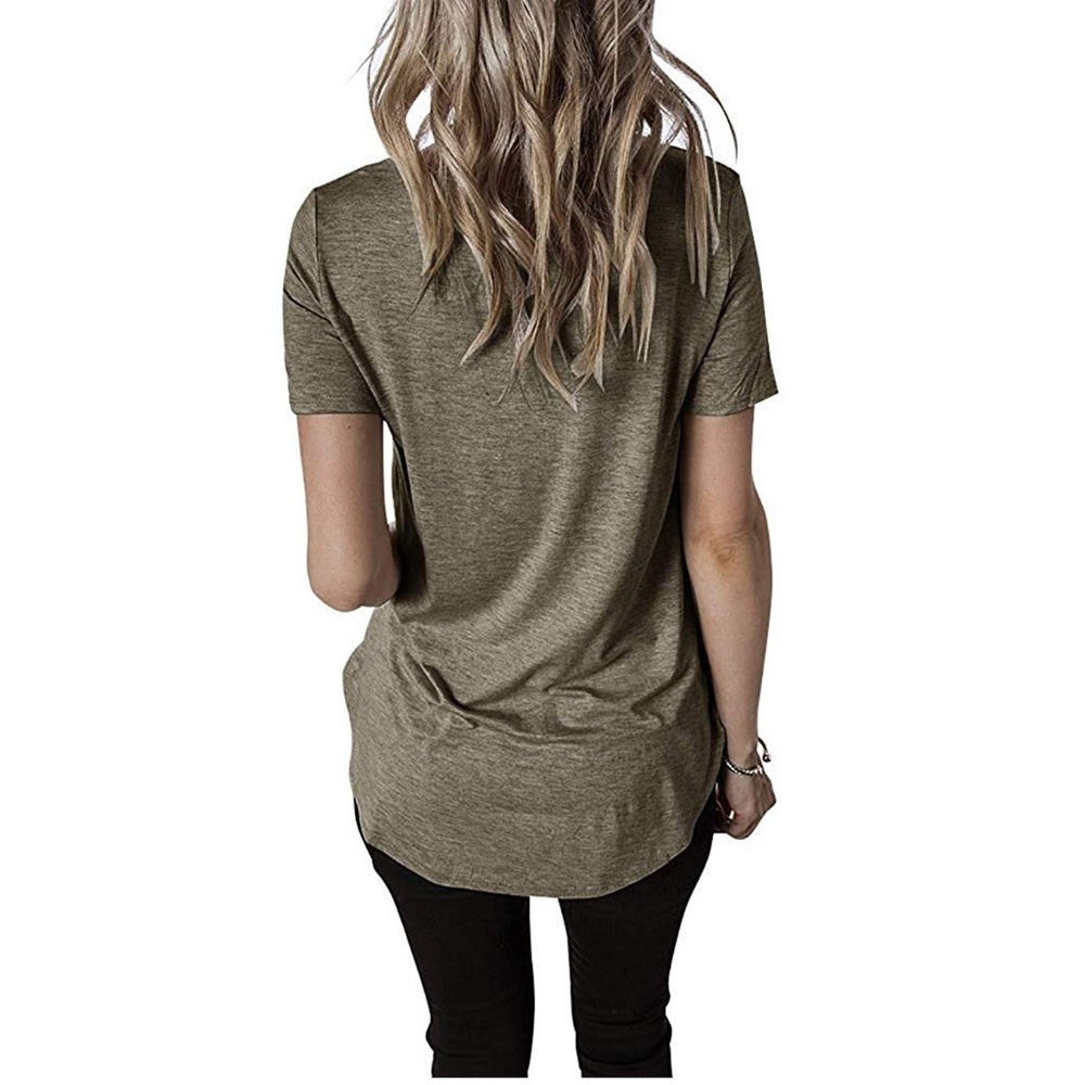 🆕️ Brown~ Short Sleeve Cage Front Tee - Picture 3 of 4